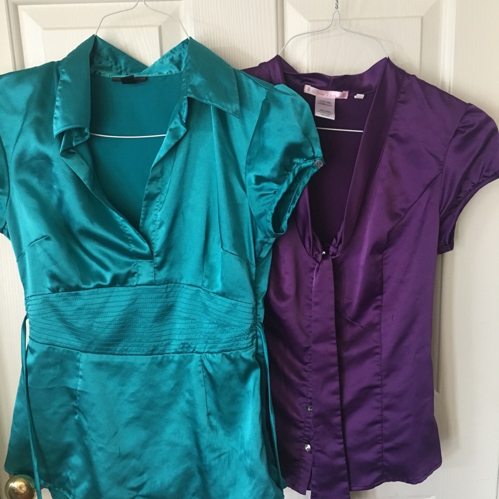 Lot of 2 jewel towel silky shirts